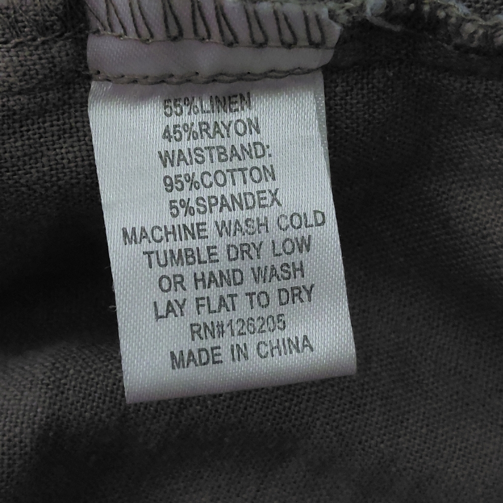JUST LIVING M LINEN BLEND WIDE-LEG PULL-ON PANTS ROLL DOWN STRETCH WAIST COMFY - Picture 4 of 4